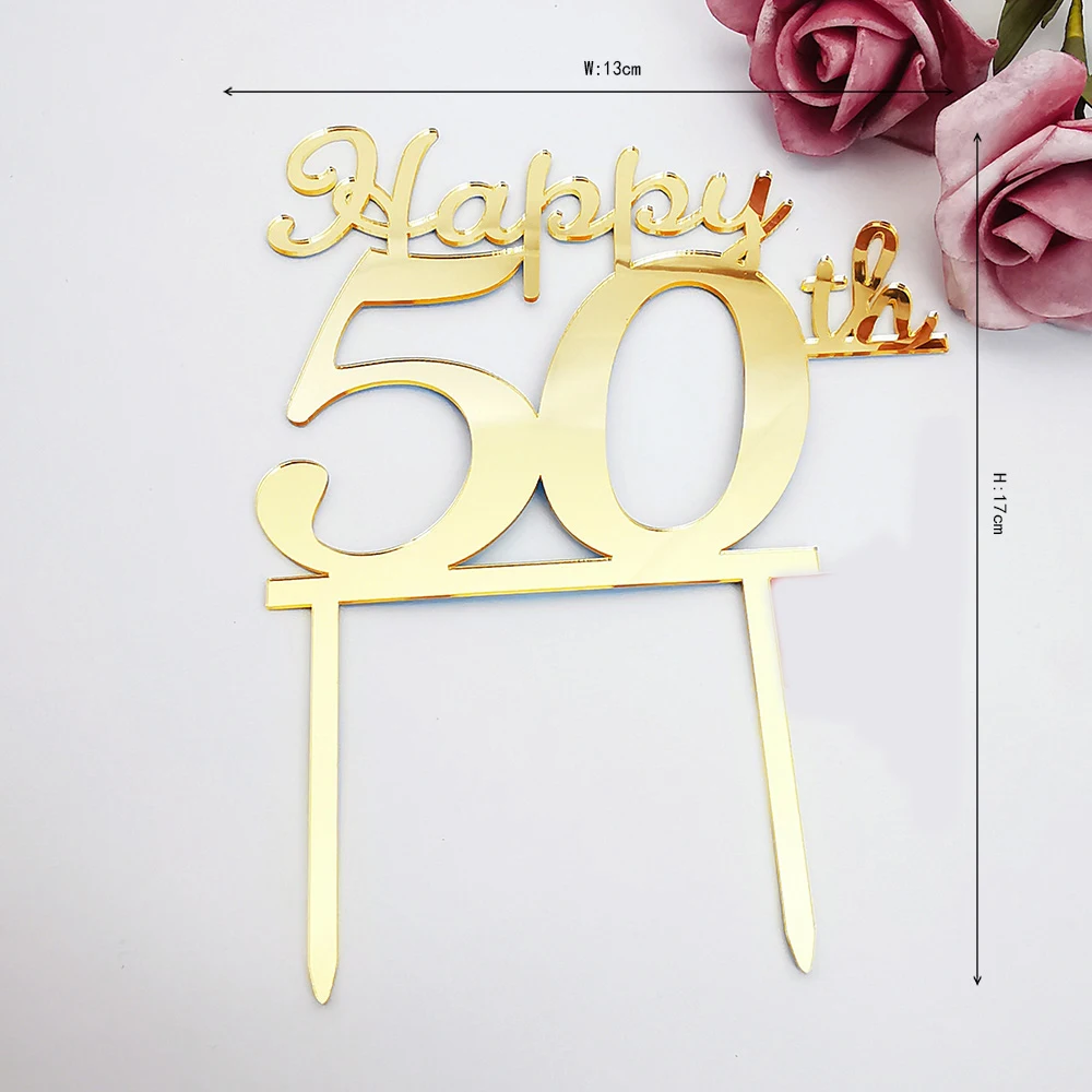 Number Acrylic Happy Brithday 40 50 60 70 80 Golden Cake Topper For Love Wedding Cake Topper Birthday Party Decoration party decorations,birthday party supplies,cake topper,cake decorations,cake toppers,gold leaf cake decorations