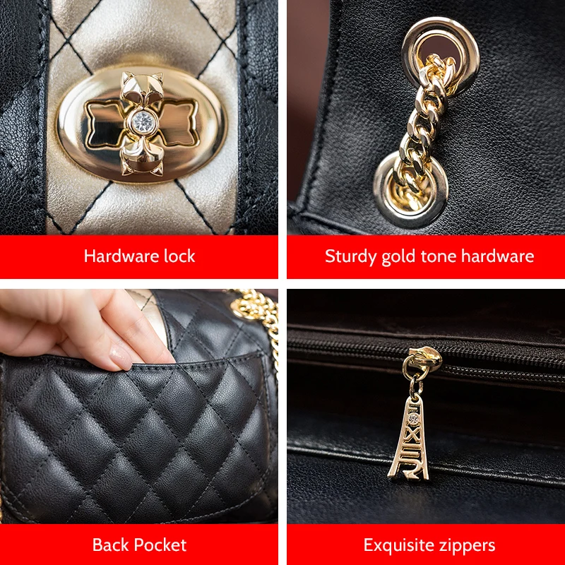 FOXER Women Crossbody Bag Diamond Lattice Handbag Lady Armpit Shoulder Bag Girl's Split Leather Chain Strap Black Messenger Bags leather handbag women handbags crossbody bags