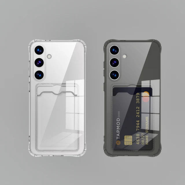 Transparent Card Slot Silicone Case For Samsung Galaxy S26 S25 Edge S24 S23 S22 S21 Plus Note 20 Ultra S20 FE Protection Cover