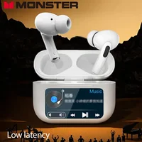 MONSTER Wireless Bluetooth 5.3 Earphones LCD Touch Screen Headphones ANC Noise Reduction Headset Built In HD Mic  Music Earbuds 4