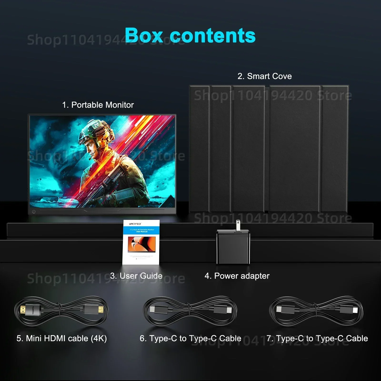 2K 144Hz Portable Monitor 17.3 Inch 2560x1440P IPS Screen For Gaming Travel Laptop Phone Game Console Steam Deck PS4/5