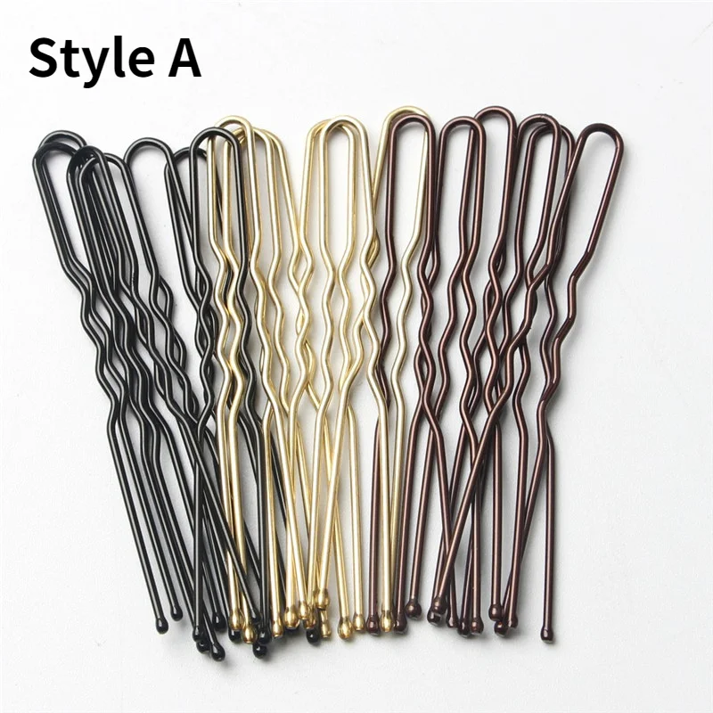 

50 Pcs/Bag 5/6/7cm U Shaped Alloy Hairpins Waved Hair Clips Simple Metal Bobby Pins Barrettes Bridal Hairstyle Tools Hair Pins