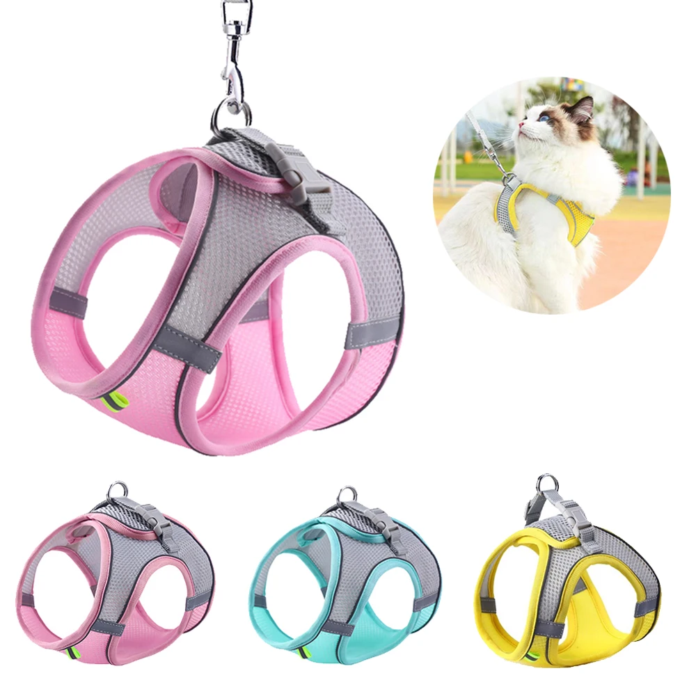 Cat Vest Harness Leash Set No Pull For Small Dog Cats Reflective Mesh