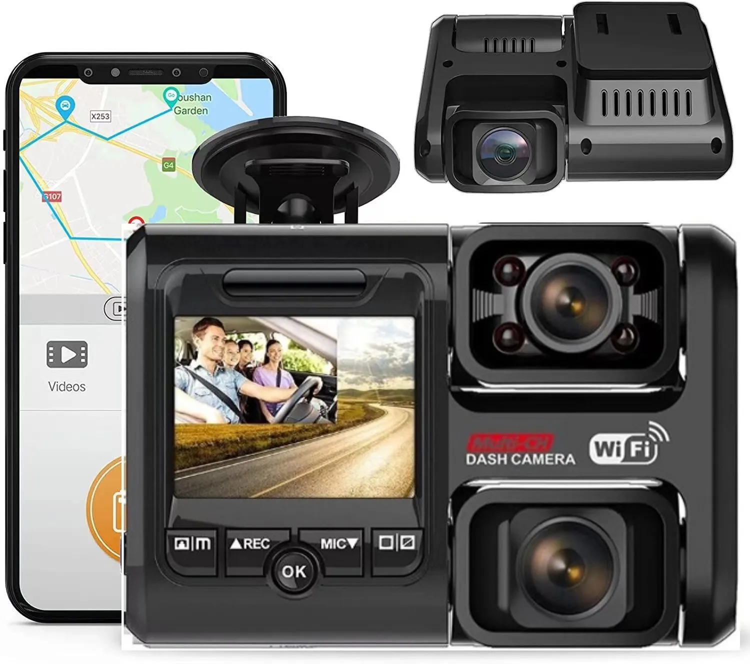 4K 2160P Ultra Hd Dash Cam Dual Channel Car Dvr Sensor Gps Wifi Ir Night Vision Dual Camera Car Dash Cam Recorder D30H