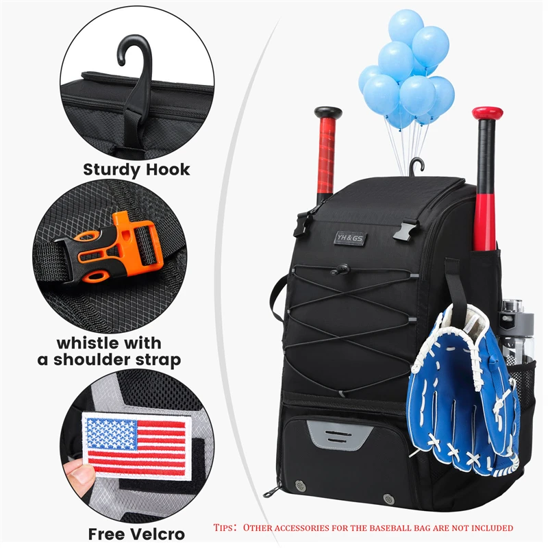 Waterproof Baseball Training Equipments Backpack 43L Large Capacity Portable Multifunctional Sports Bag Outdoor Baseball Games