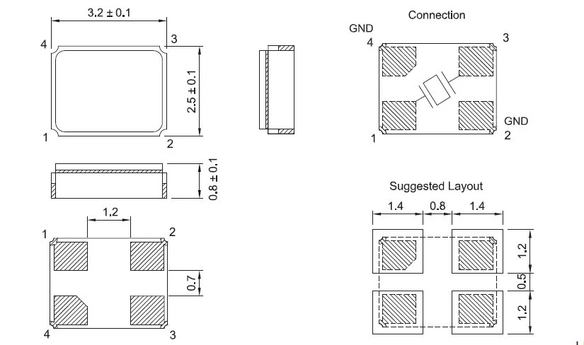10PCS 28.375M 3225 20PF 30PPM 수동 수정 발진기 3.2X2.5MM 28.375MHZ 4pin 원본