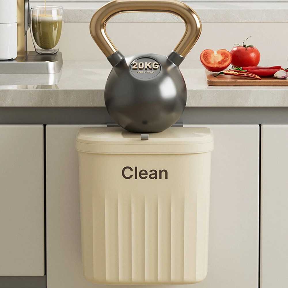 Trash Can 8.5/12L Hanging Trash Can With Lid Wall Mounted Countertop Kitchen Large Capacity