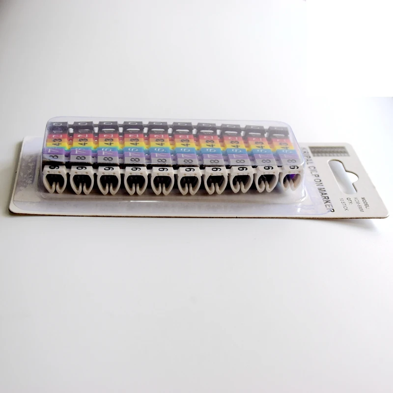 GSJNHY Kabelmarkering draad marker tag label netwerkkabel voor Cat5e Cat6 veelkleurig nummer letter netjes markering vast koord mouw management sticker (6-8 mm, 100 stuks 0-9 veelkleurig