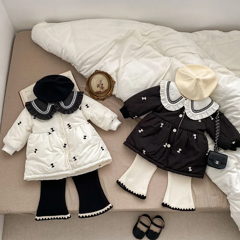 New Winter Toddler Baby Girl Jacket Newborn Baby Girls Thick Coat Long Sleeved Embroidery Children Thick Warm Clothes