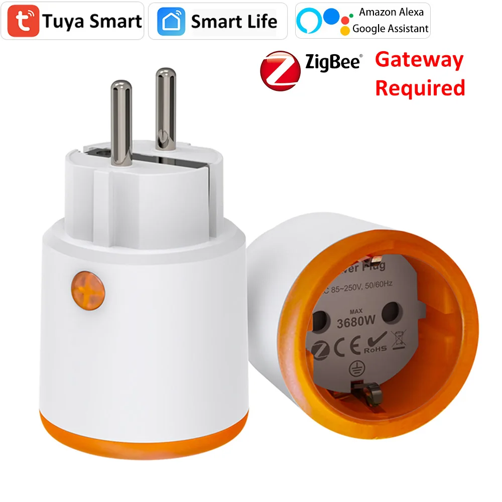 Tuya Zigbee Smart Plug EU ซ็อกเก็ตอัจฉริยะ Power Monitoring Timing ทํางานร่วมกับ Alexa Google Home Assistant Smartthings Hub ต้องใช้ 1