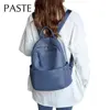 Blue Genuine Leather Women Backpack High-end Female Travel Shoulder Bag First Layer Cowhide Rucksacks for Girls School Daybacks 1