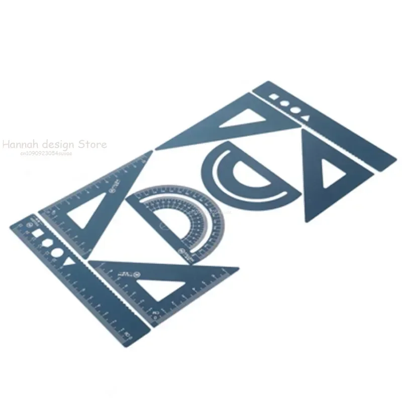 Aluminium Ruler Set Metal/Plastic/Soft Geometry Maths Drawing Compass Stationery Rulers Mathematical 4Pcs/Set School