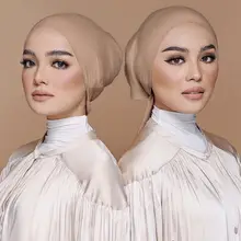 

Muslim Inner Hijab Cap Premium Jersey Stretch Hijabs with Rope Adjustable Women Bonnet Undercap Islamic Instant Turban Headwear