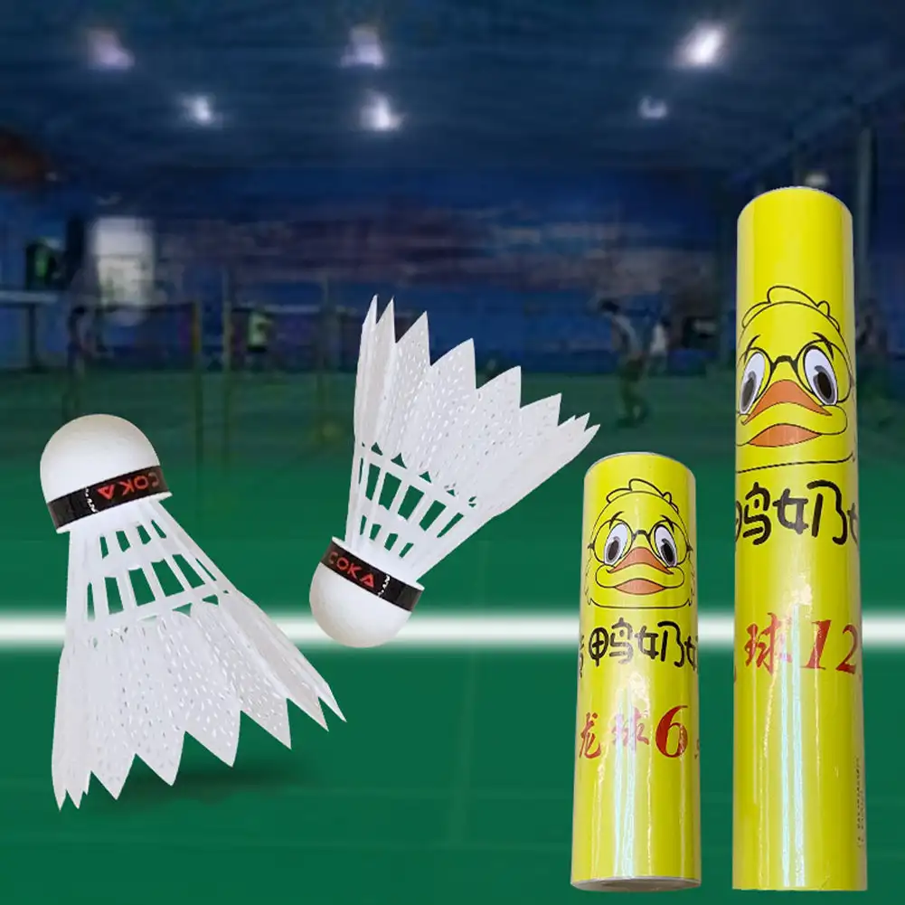 Windproof Badminton Foam Ball Head Nylon Shuttlecock Ball Portable Sport Badminton Storage Bucket 3/6/12Pcs