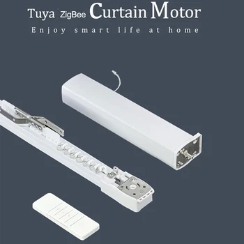 Smart zigbee curtain motor tuya smart life work with alexa ,Googlehome with remote Customized Electric Curtain track smart home