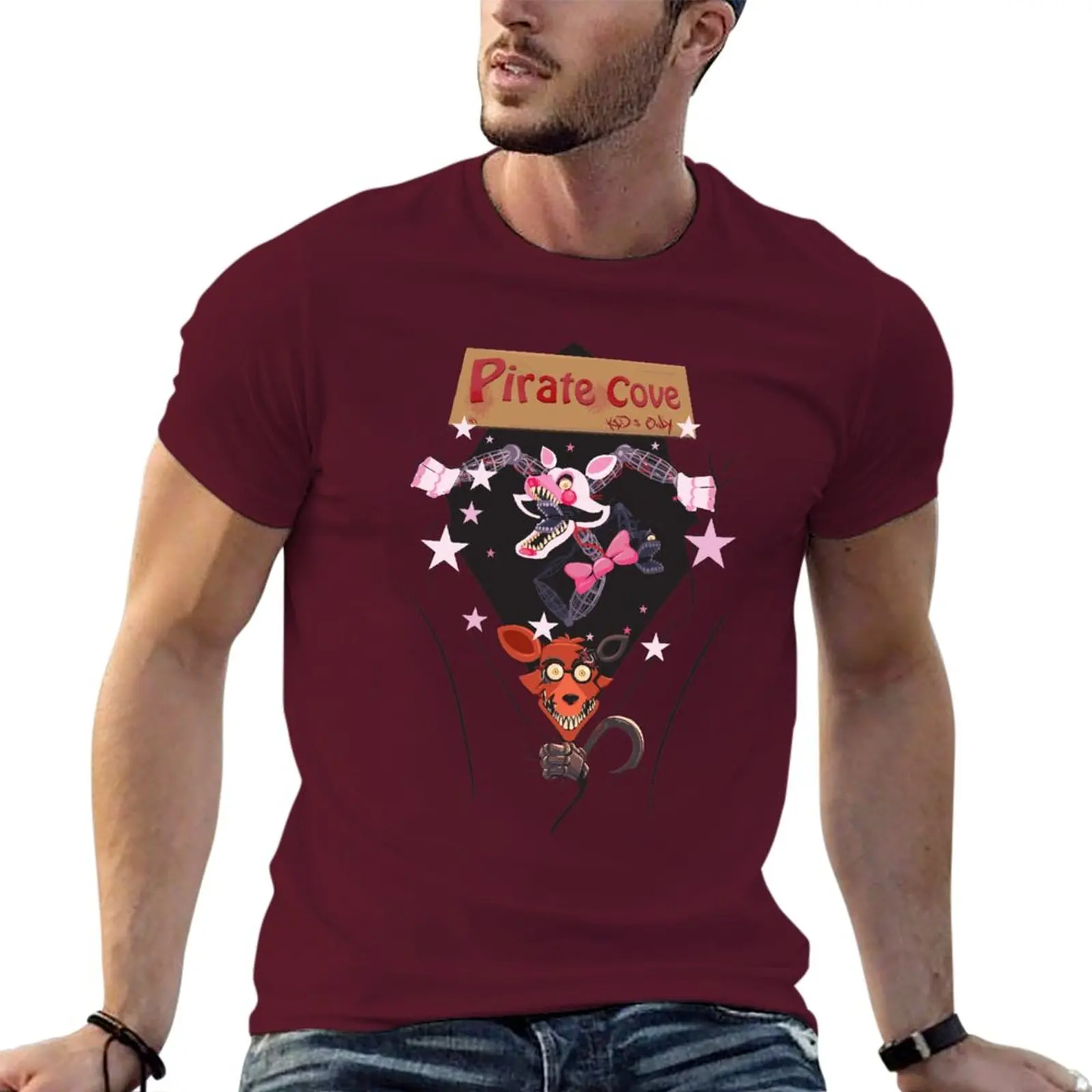 New We Love Foxy E Mangle T-Shirt Grafica T Shirt Anime Vestiti Magliette Per Uomo Cotone