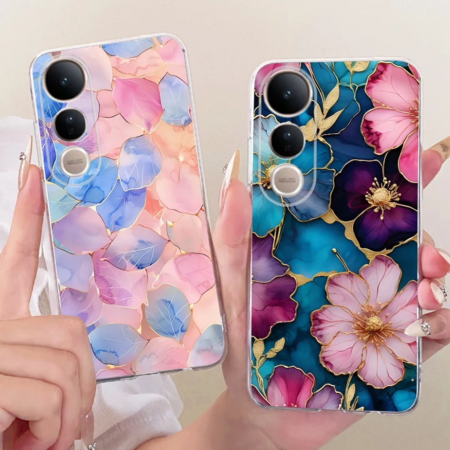 Luxury Bow Flowers Painted Soft Silicone Phone Case Cover