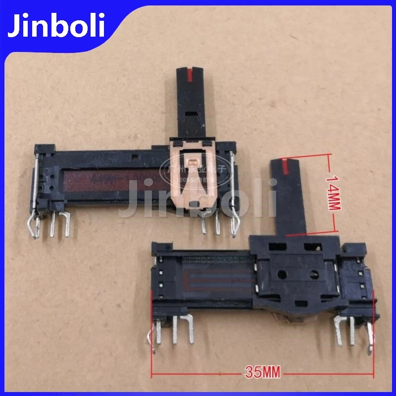 Straight Slide Potentiometer Resistor 1PCS 35MM 3.5CM A100K Double Mixer Fader A100KX2 Volume Adjustment Handle Length 14MM