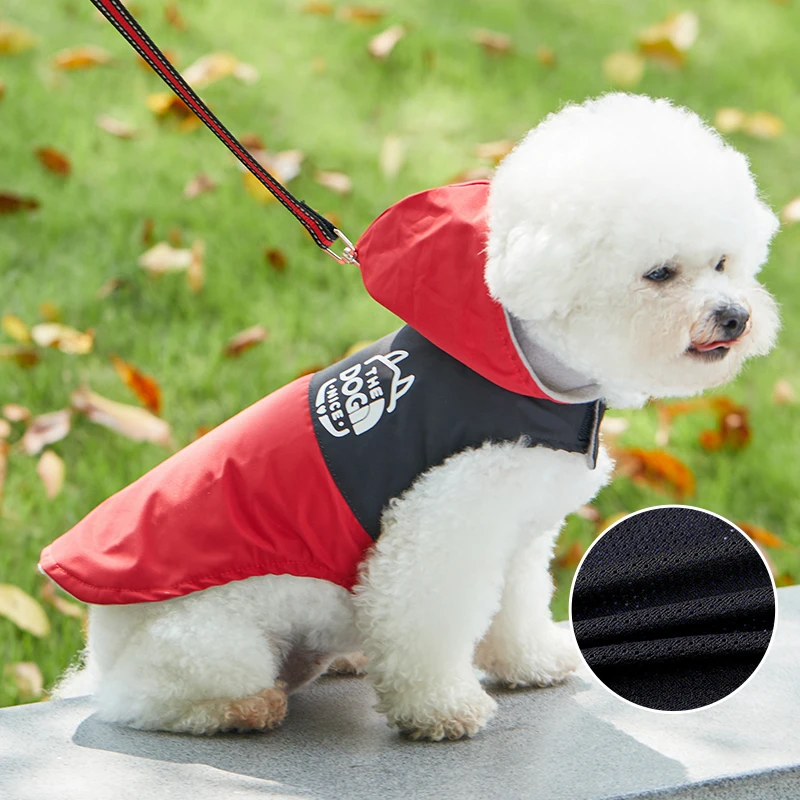 Pet Dog Waterproof Raincoat Hard Shell Jacket-Small & Medium Pets Autumn Winter Fleece Hoodie Coat with Rainproof Fabric