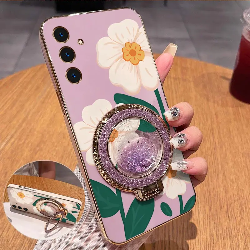Elegant White Floral Plating Phone Case Cover