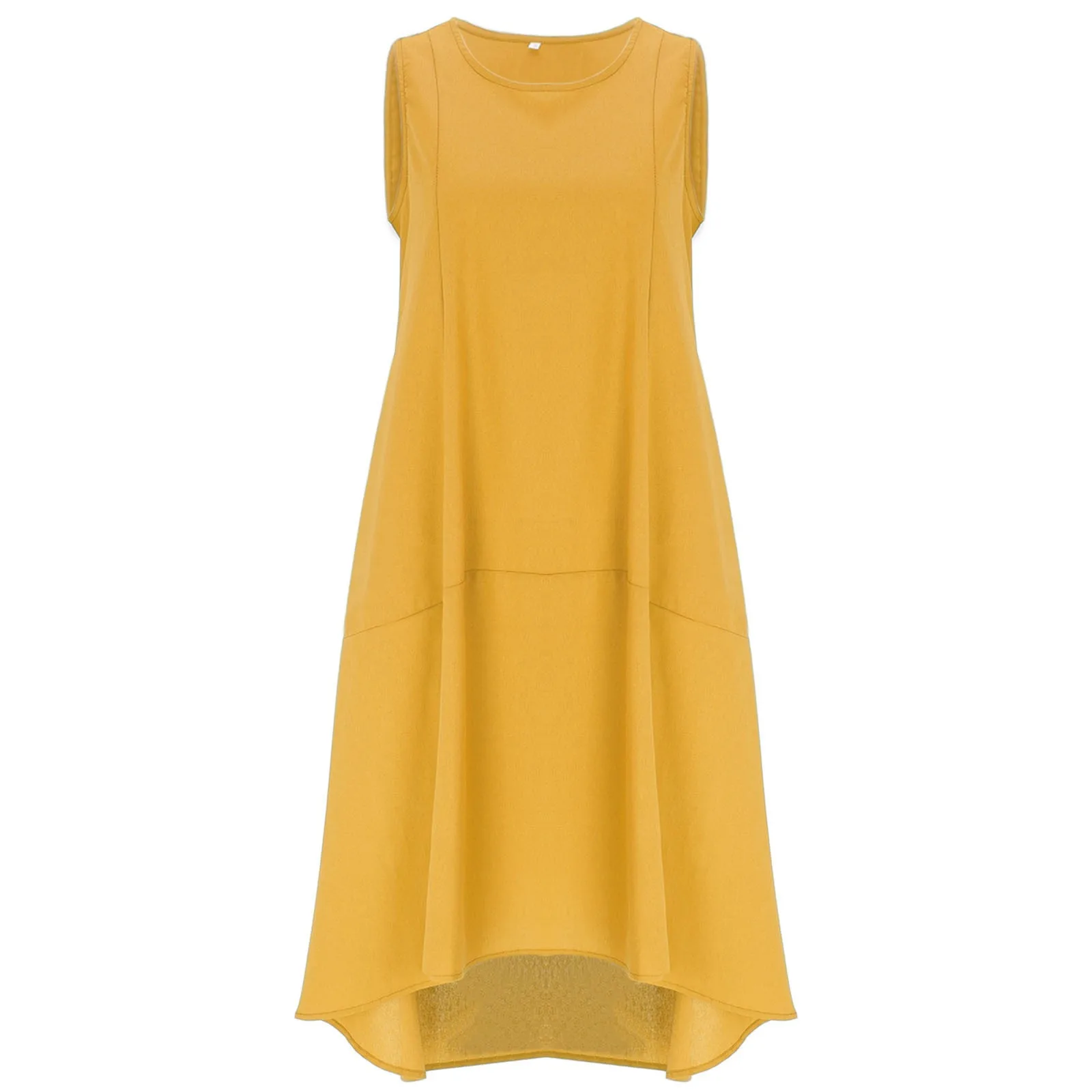 

Summer Women's Dress Crewneck Long Skirt Sleeveless Large Size Loose Solid Color Long Large Swing Vest Fall Dresses For Women