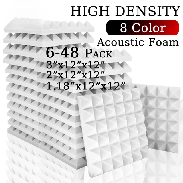 แผ่นโฟมกันเสียง 6/12/24/48 ชิ้น สำหรับตกแต่งผนังห้องสตูดิโอ วัสดุดูดซับเสียง ป้องกันเสียงรบกวน 1