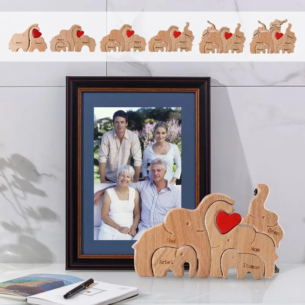 

Деревянные украшения в виде слона на день матери, креативные фигурки животных в форме сердца, украшения из массива дерева, поделки, подарок на день матери