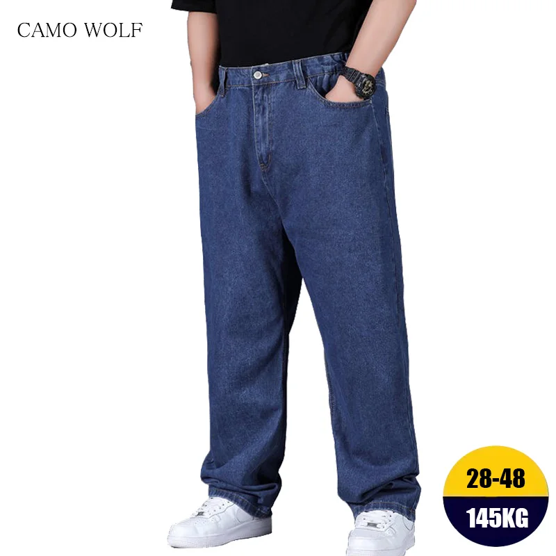 Cargo Jeans 10XL Oversize Jeans Men Dark Blue Loose Wide Jeans Man Soft Cargo Pants Plus Size Streetwear Fashion Jean Baggy Clothes Trousers