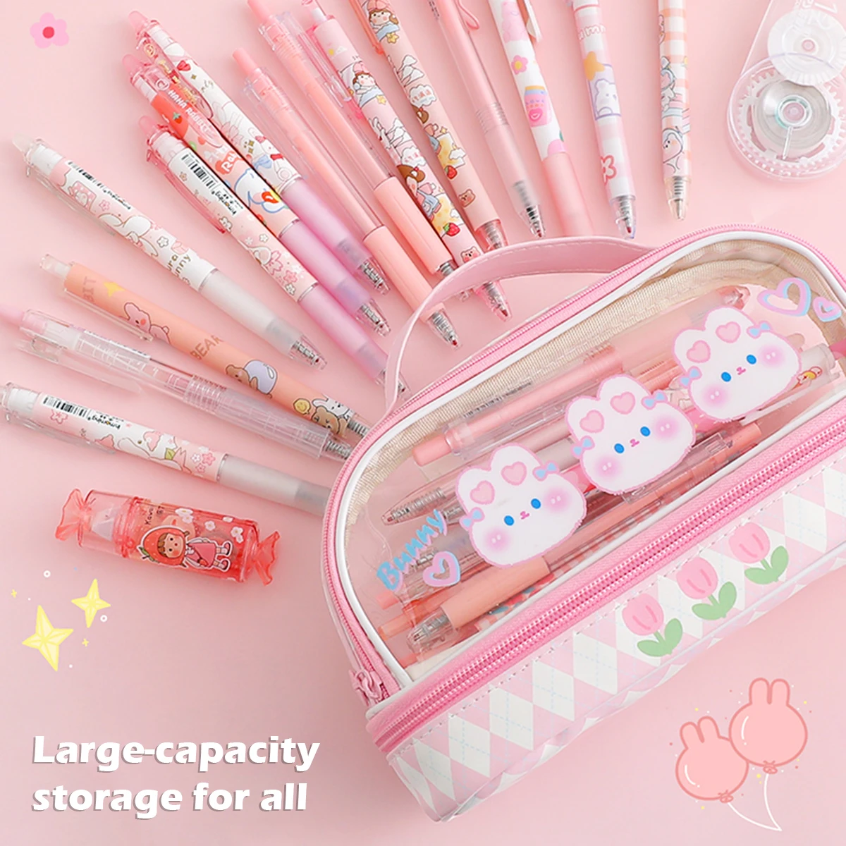Large Capacity Pencil Case Kawaii Canvas Pencil Pouch Korean Stationery ins  Pen Holder Back to School Cute Bag School Supplies - AliExpress