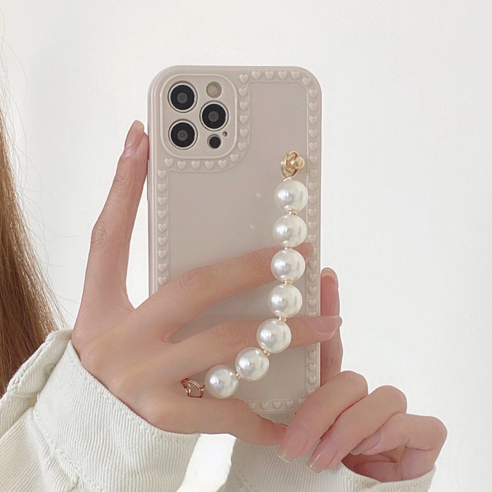 Pearl Bracelet Wrist Chain Fashion Cute Phone Case For iPhone 13 12 11 Pro Max XR X XS 7 8Puls