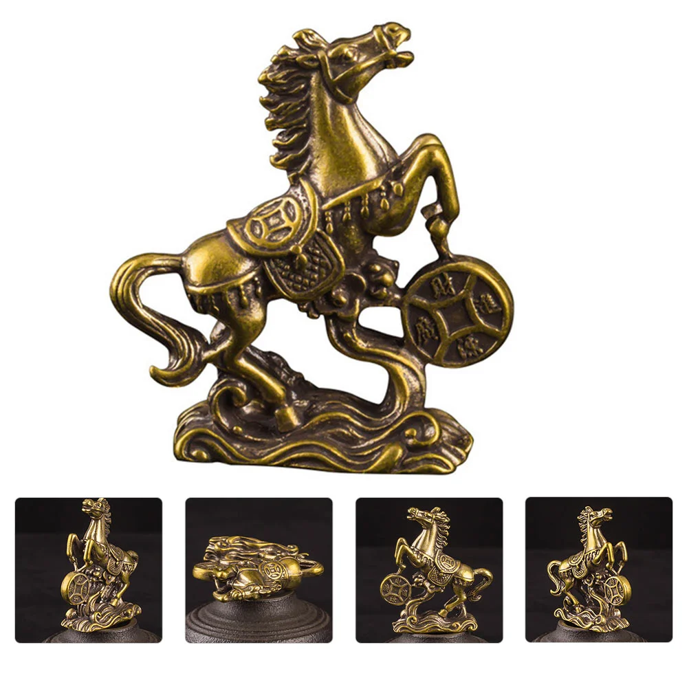 

Brass Horse Sculpture Standing Horse Statue Artistic Horse Figurine Exquisite Brass Wealth Horse for Home Bedroom Desktop Office
