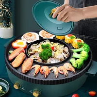 Korean-style Grill Pan Shabu-shabu Frying Pot Home Multi-functional Hot Pot Barbecue Integrated Pot Multicooker Electric Pot 1