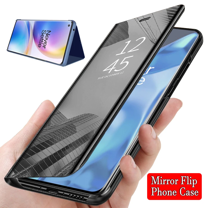 For OnePlus Nord 2 2T 5G N200 Phone Case Bracket Flip Mirror Stand