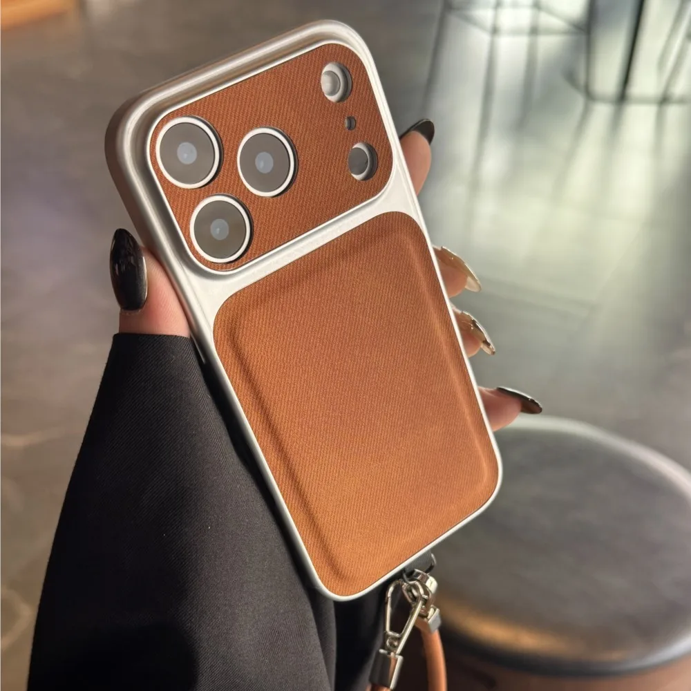Cowboy Denim Wrist Strap Phone Case with Shockproof Camera Protection and Lanyard Attachment