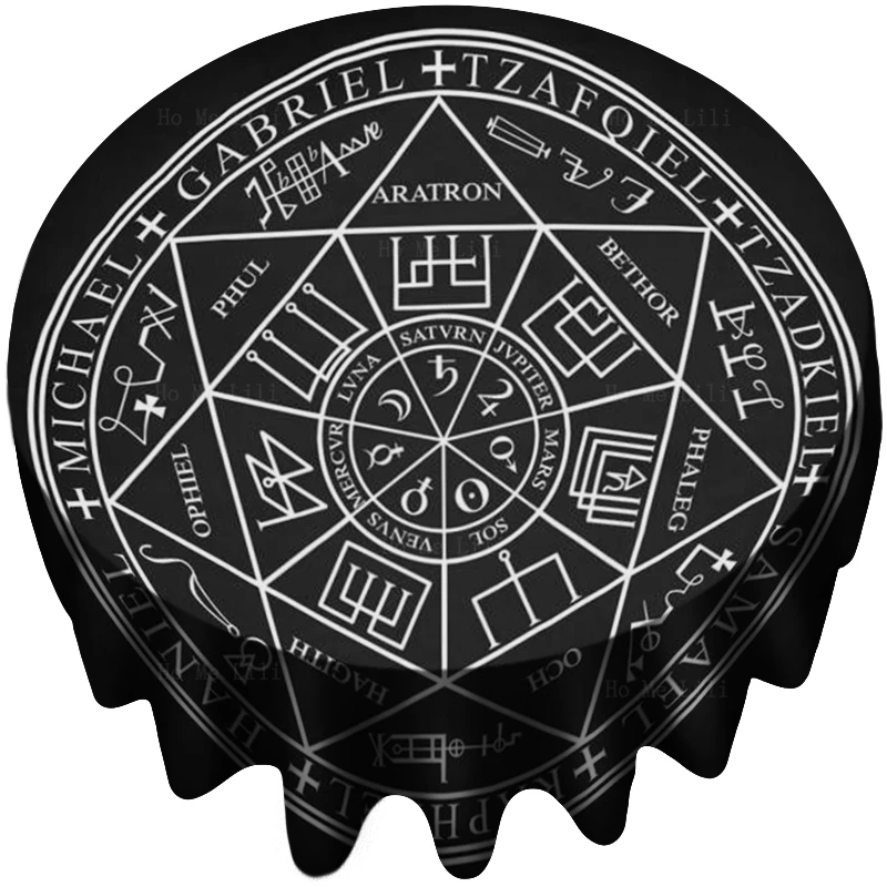 

Seal Of The Seven Archangels Featuring An Endless Array Occult Unique Designs Round Tablecloth By Ho Me Lili For Tabletop Decor