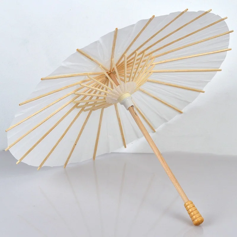 

30pcs/lot Chinese Craft Paper Umbrella for Wedding Photograph Accessory Party Decor White Paper Long-handle Parasol 60cm 84cm