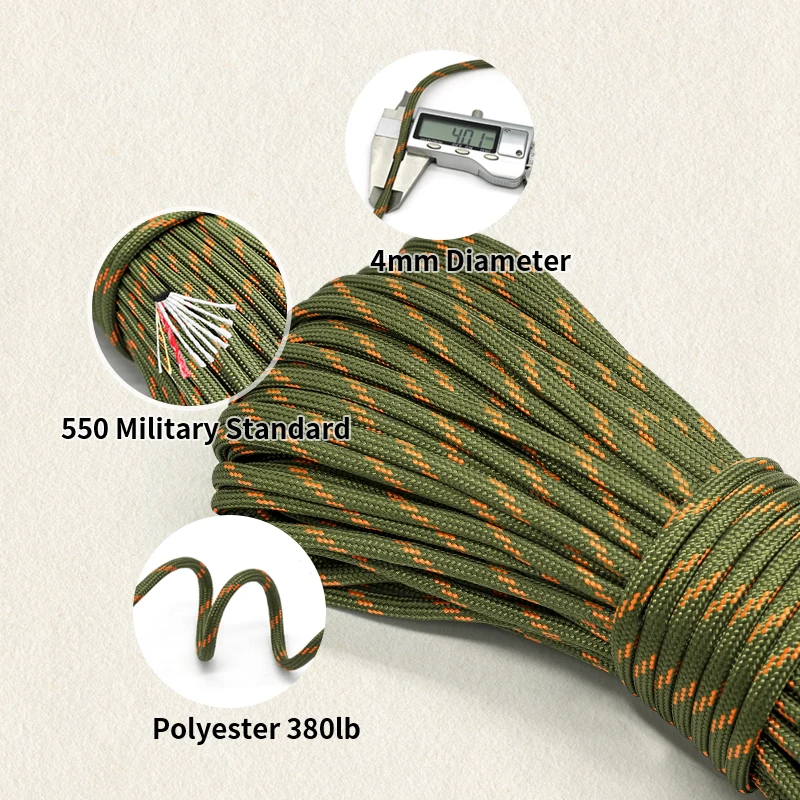 Cuerda Paracord 550 De 7 Hebras - ¡más De 100 Colores Disponibles! Por Metros (10, 25, 50, 100 Pies), Para Supervivencia O Manualidades