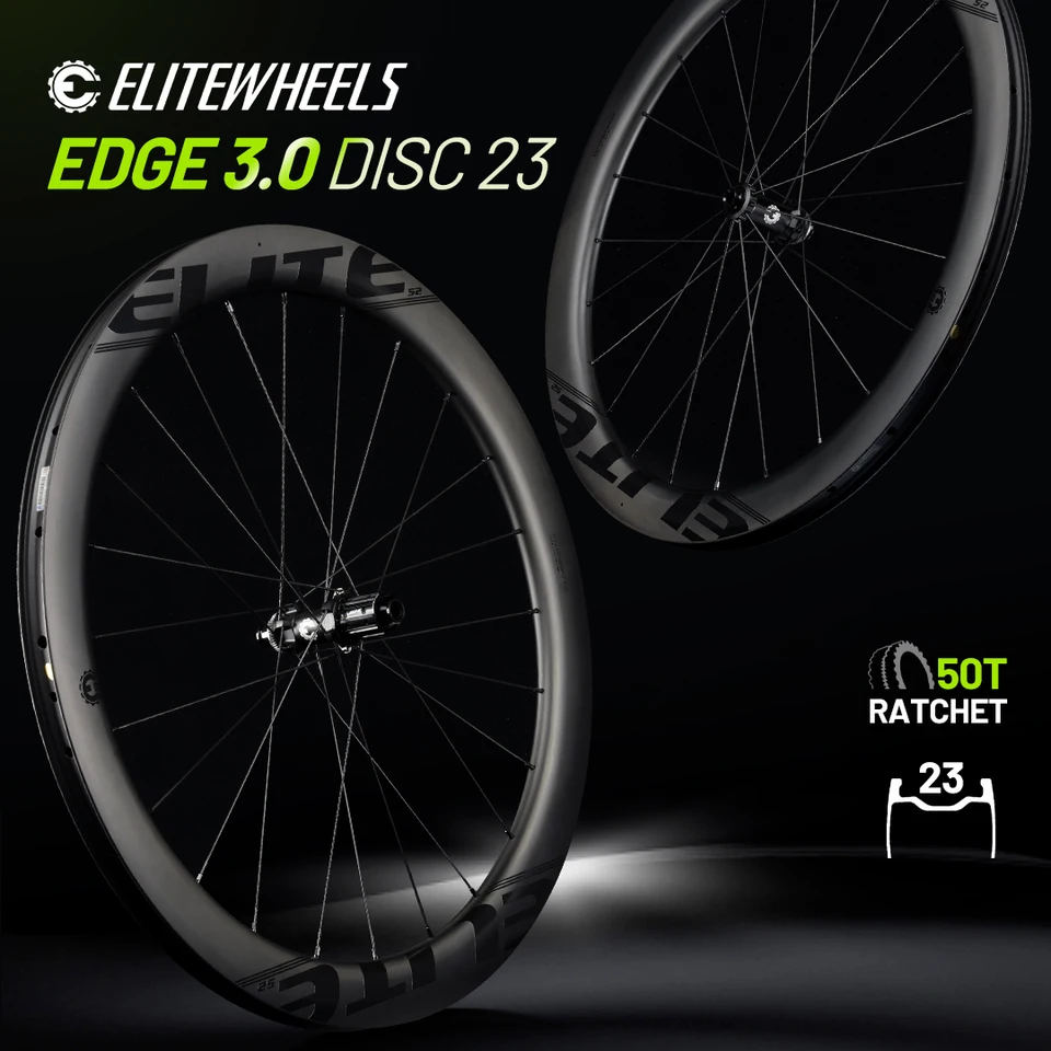 ELITEWHEELS EDGE 3.0 DISC Carbon Wheelset Ratchet System 50T Wing