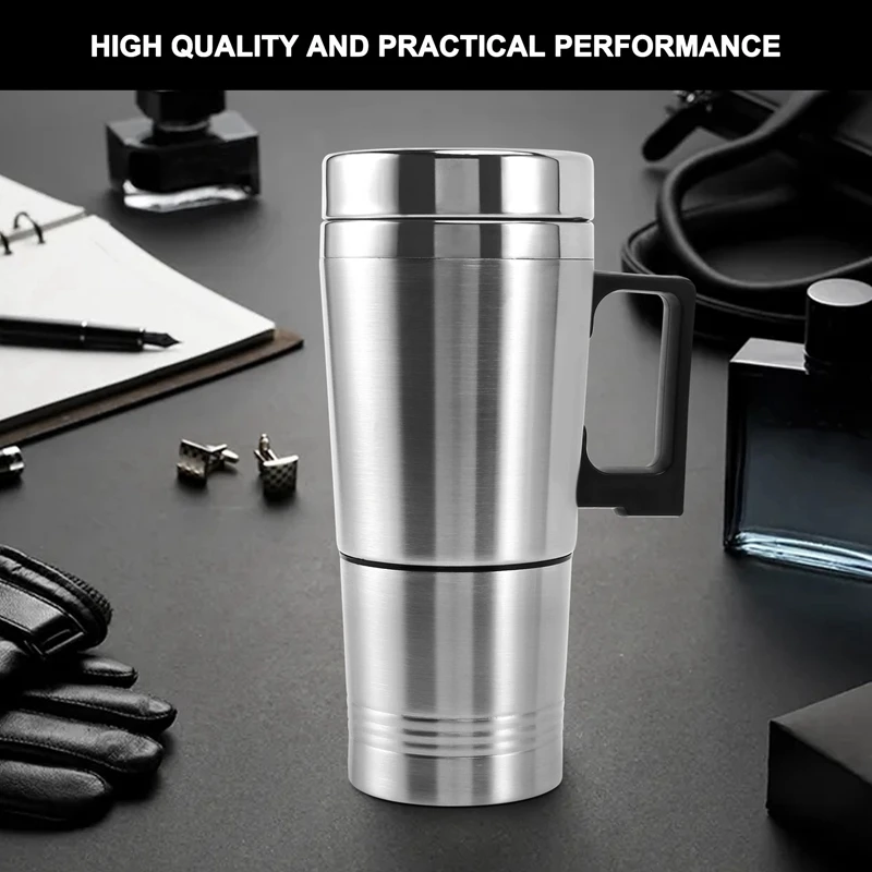 Car Heating Kettle, Simple 12V 300Ml Portable In Car Coffee Maker Tea Pot Vehicle Heating Cup Lid Outdoor Water Bottle Electric images - 6