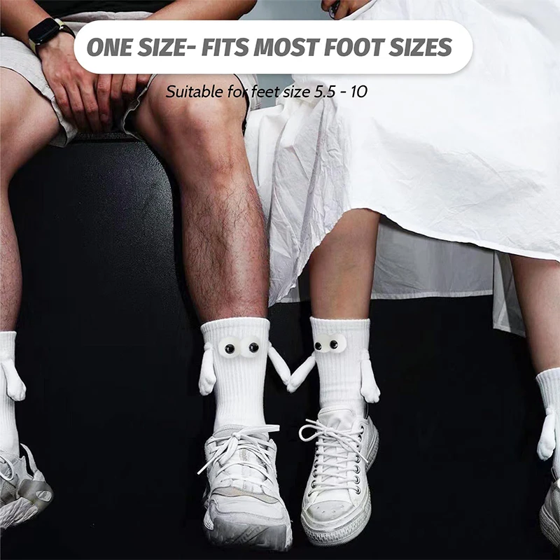 2 Pairs Magnetic Holding Hands Socks Funny Socks Ins Trendy Socks Gift For Mom, Dad, Couple, Lovers, Kids, Coworkers, Buddies