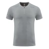 Men Marathon Workout Fitness Gym Top Ice Cool Half Zipper T Shirt Running Shirts Short Sleeve Elastic Training Sport Kit Clothes 4