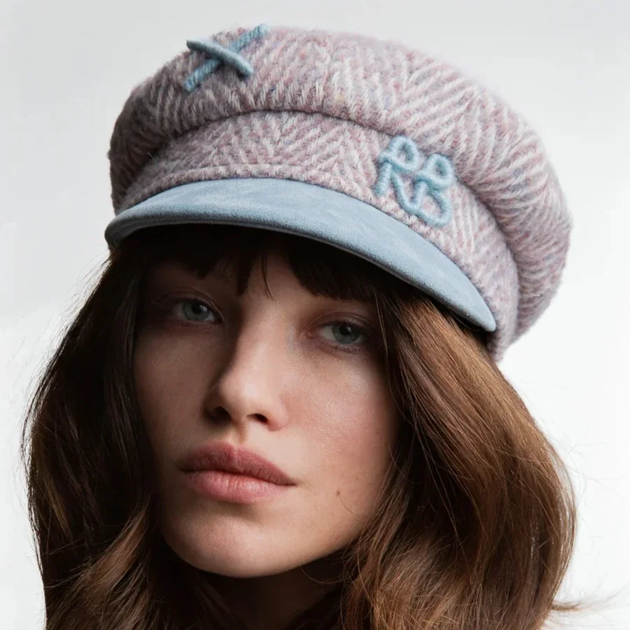 Cotton Newsboy Cap Brand Designer Autumn Winter Warm Newsboy Caps Herringbone-wool Baker Boy Cap Patchwoek Flat Caps