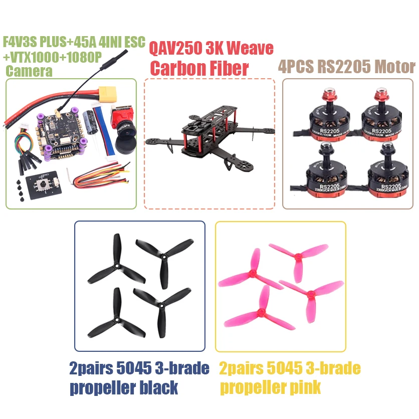 Kit PDB M8N GPS et Flight Controller F4V3S pour drone FPV montrant les ports de connexion et le module GPS.