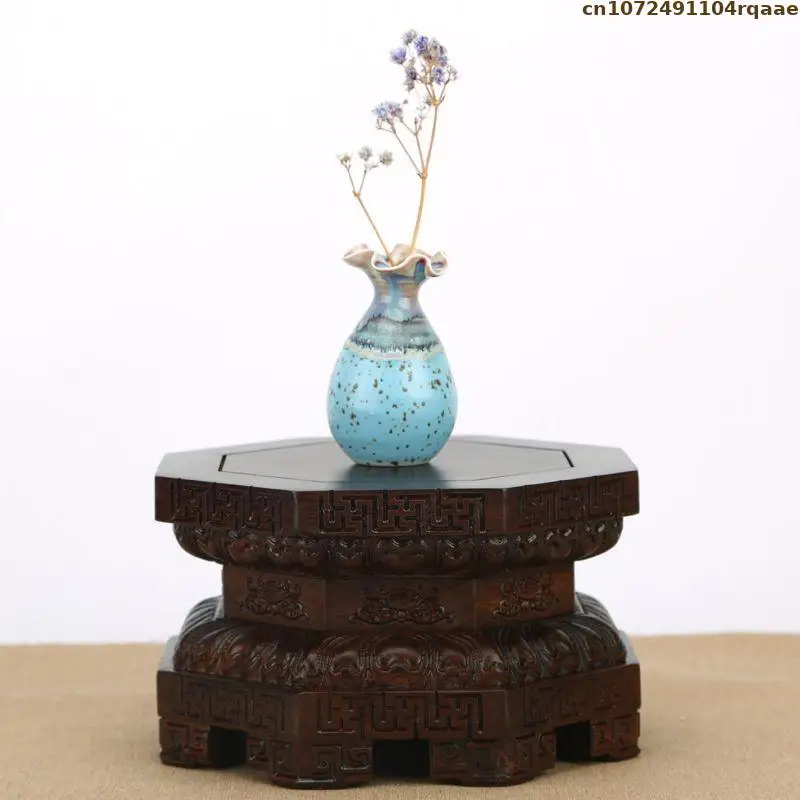 2 Kinds Ebony Bonsai Plant Shelves Standing Flower Base Flowerpot Wooden Sorting Table Log Lathe Display Rack Garden Home Decor