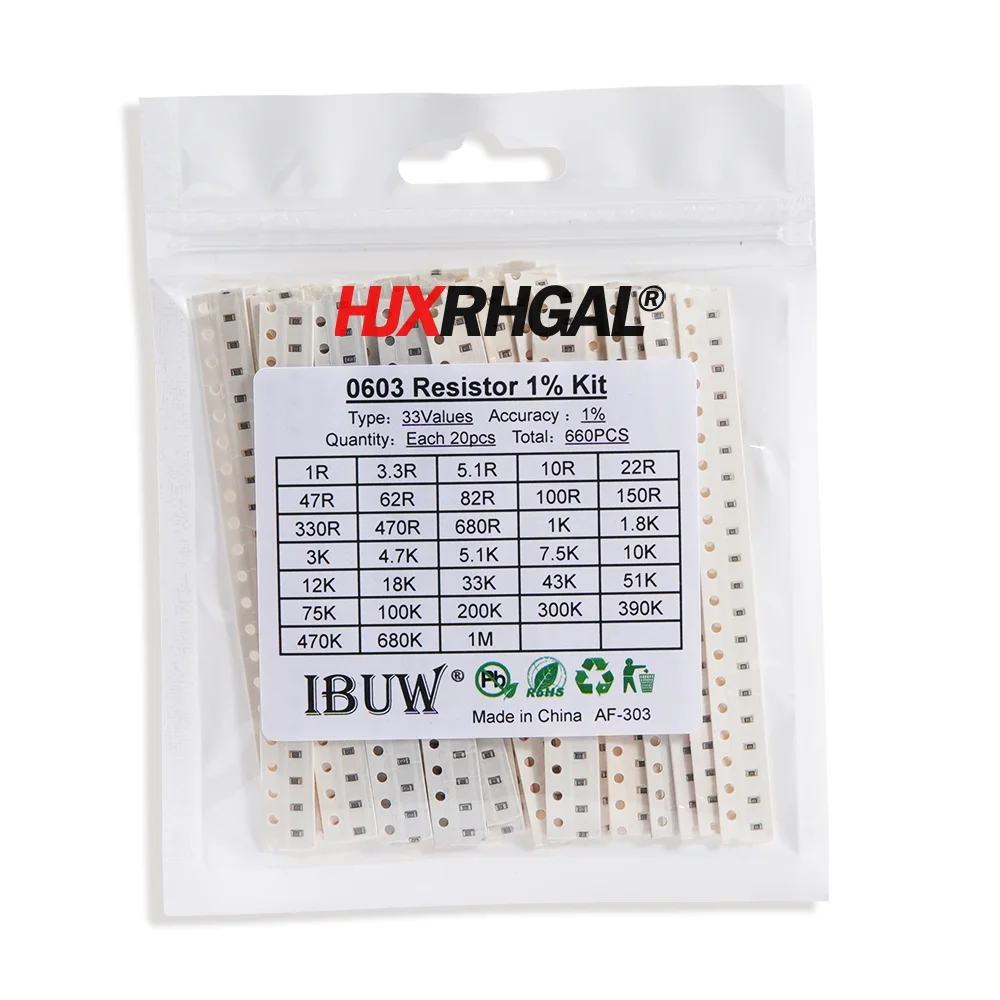 SMD Resistor 4000PCS 0402 SMD Resistor Kit Assorted Kit 10ohm-1M ohm 5% 80valuesX 50PCS=4000PCS Sample 0805 0603 1206 2512 1210