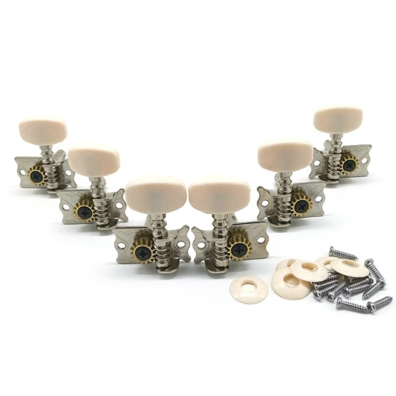 

6Pcs Classical Guitar String Machine Heads Tuning Pegs Keys Tuners Set, Round Button 3L 3R Tuning for Key Pegs Machine H