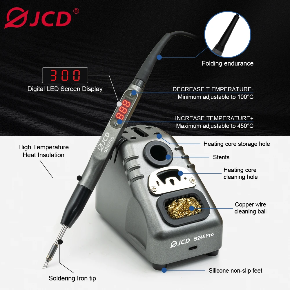 JCD S245Pro Soldering Station 110W High Power Automatic Sleep Soldering Iron Station LED Digital Display Welding Rework