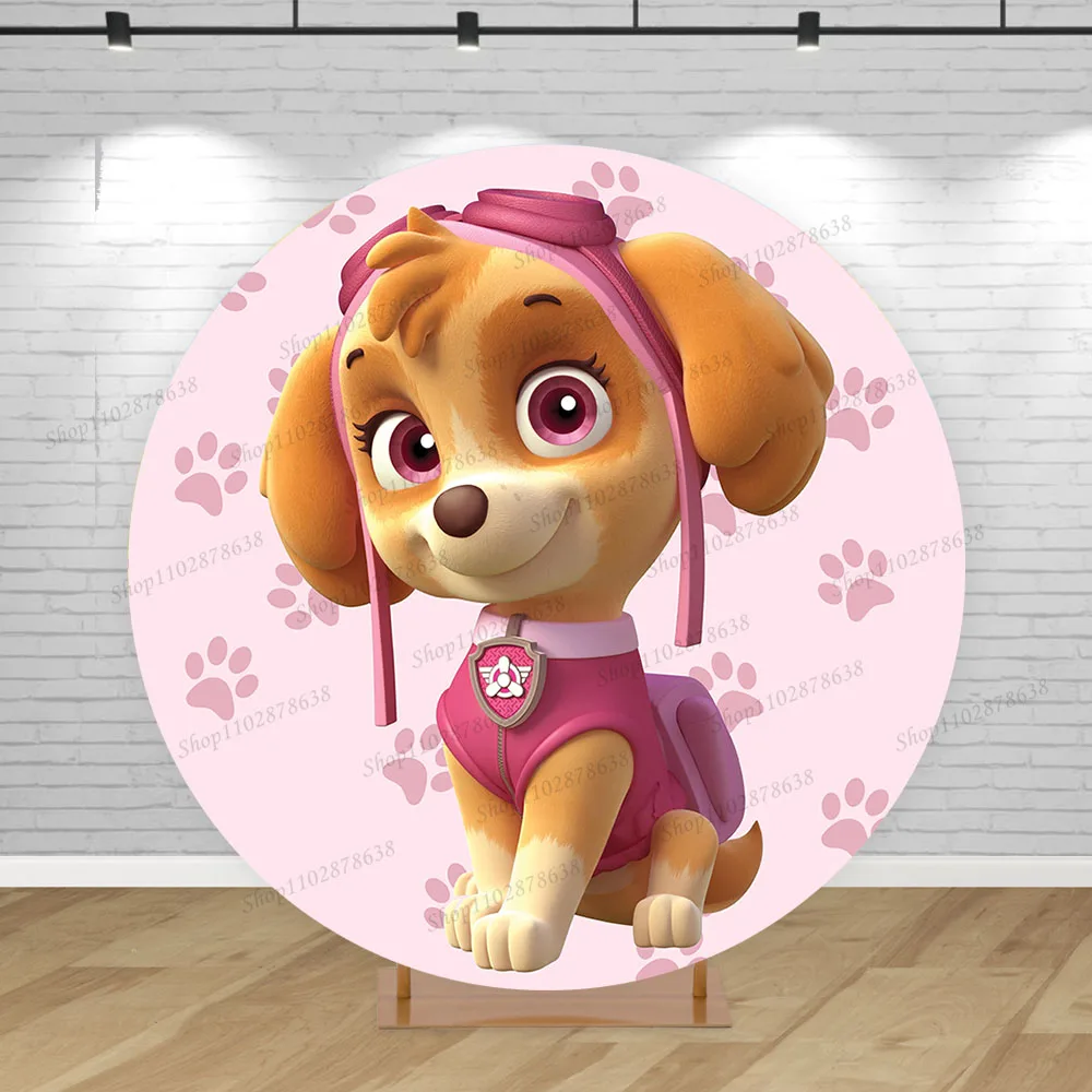 thumbnail image 1 of Cubiertas de fondo redondas de Paw Patrol Skye para niñas, fondo para fiesta de primer cumpleaños, pedestal para baby shower, cilindro, decoración para eventos, elástico, 1 of 4