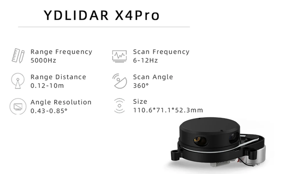 YDLIDAR X4 Pro 360 Degree 2D Laser Range Lidar Scanner Triangular Ranging 10 Met
