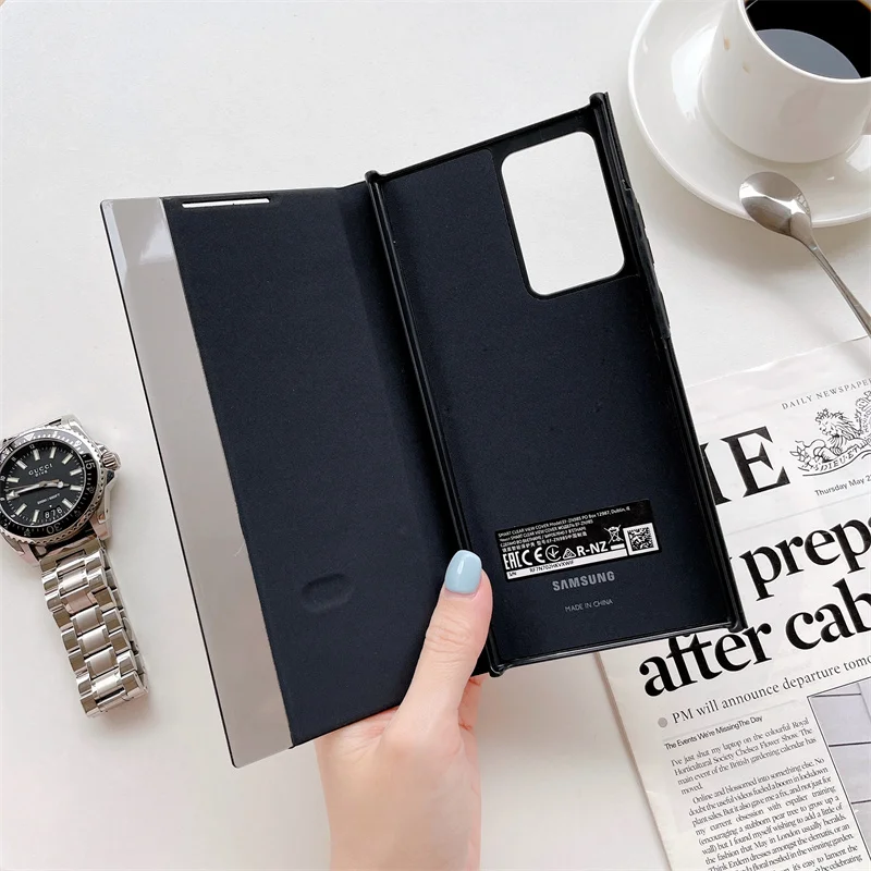 Original Smart View Window Flip Case For Samsung Note 20 Ultra 5G Leather Phone LED Cover Clear S-View Case For Galaxy Note20 5G